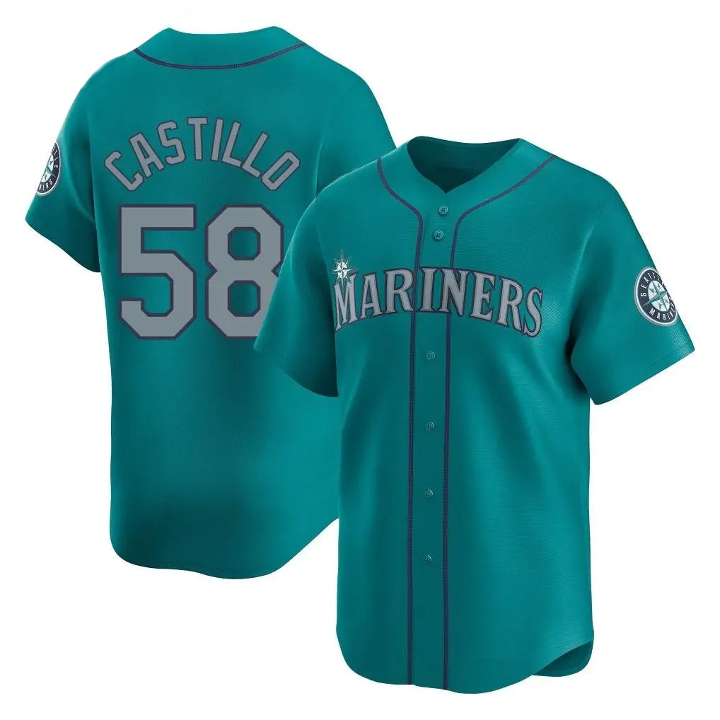 S.Mariners #58 Luis Castillo Player Teal Home Limited Jdoa Stitched Jerseys
