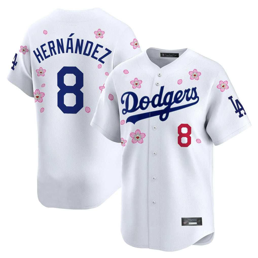 LA.Dodgers #8 Enrique Hern¨¢ndez Player White Tokyo Series Vapor Premier Limited Jdoa Stitched Jerseys