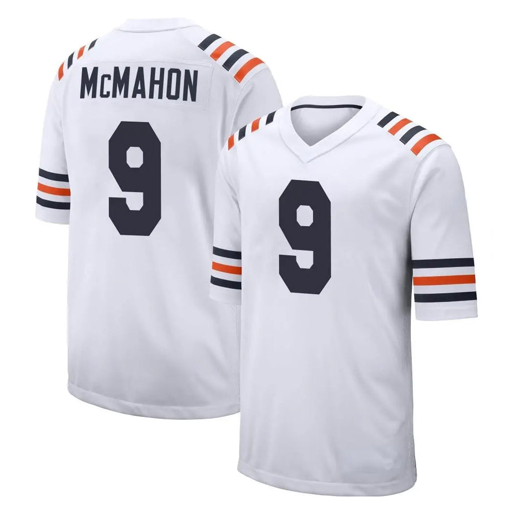 C.Bears #9 Jim McMahon Player White Classic Home Game Jdoa Stitched Jerseys