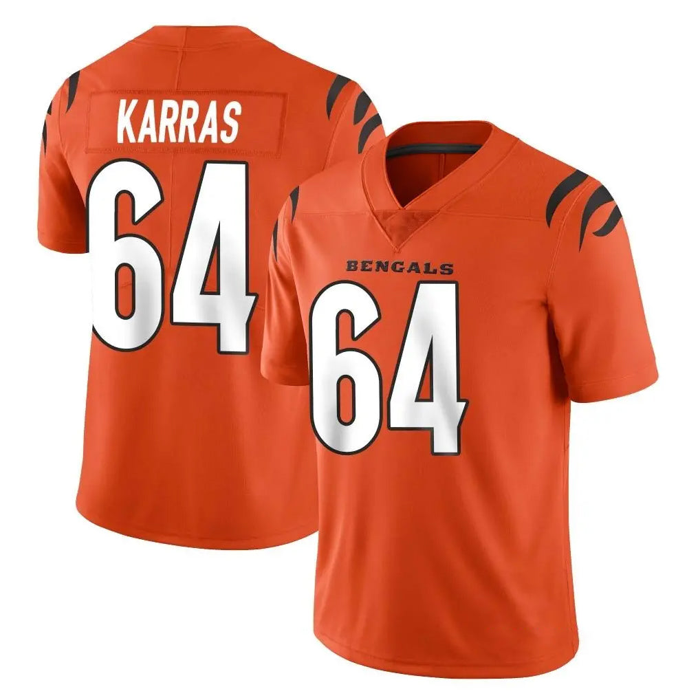 C.Bengals #64 Ted Karras Player Orange Vapor Untouchable Limited Home Game Jdoa Stitched Jerseys