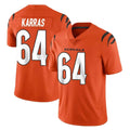 C.Bengals #64 Ted Karras Player Orange Vapor Untouchable Limited Home Game Jdoa Stitched Jerseys