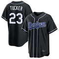 LA.Dodgers #23 Kyle Tucker Player Black Carbon Limited Home Jdoa Stitched Jerseys