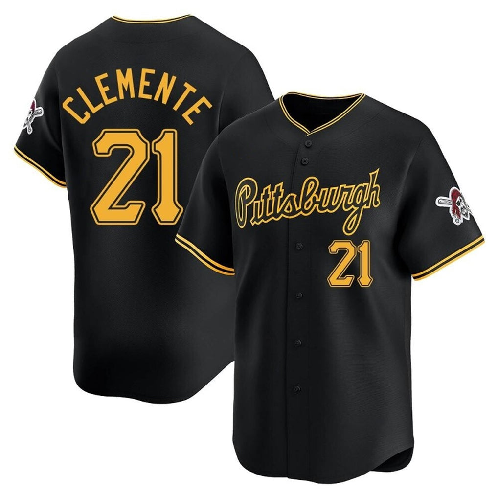 P.Pirates #21 Roberto Clemente Player Black Alt Home Limited Jdoa Stitched Jerseys