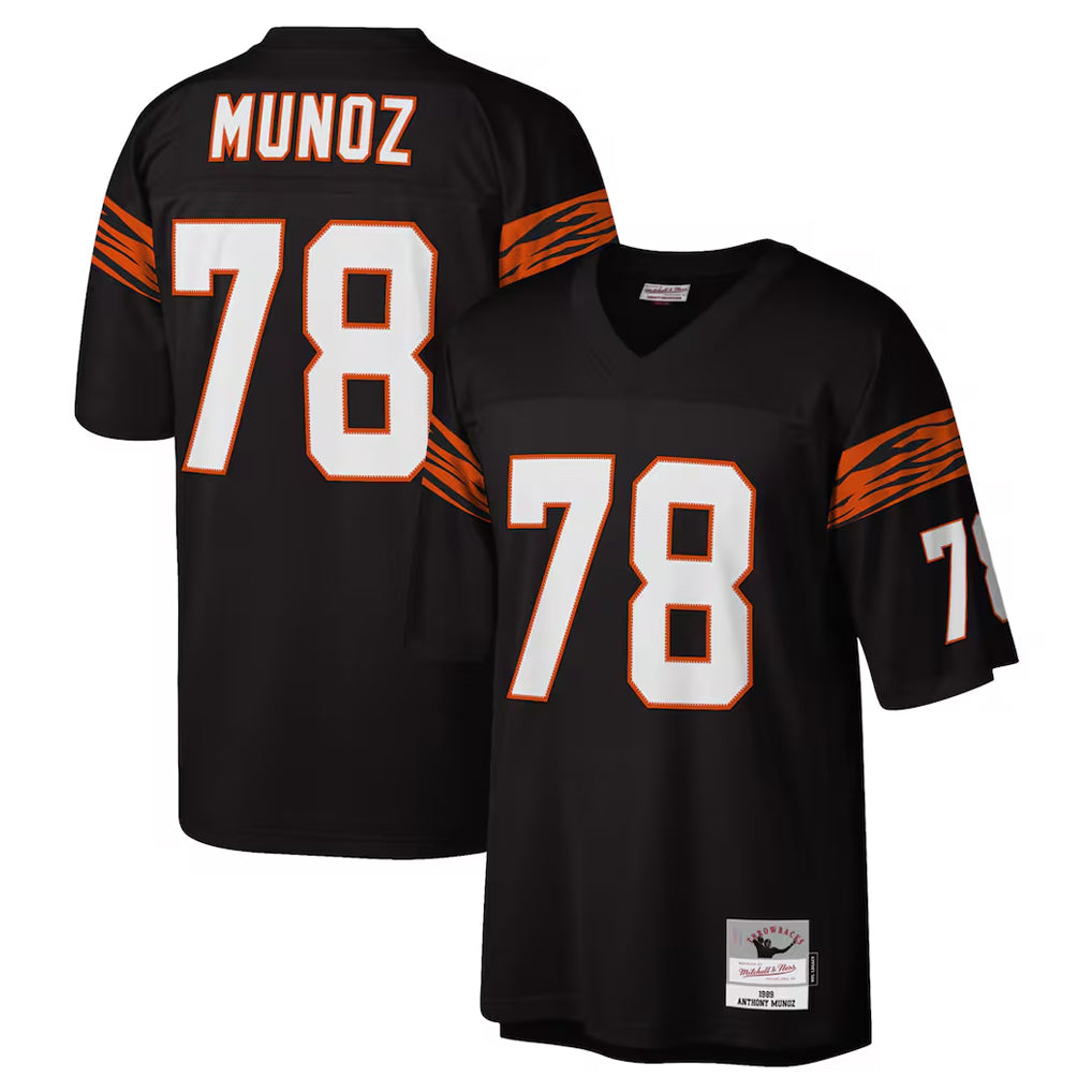 C.Bengals #78 Anthony Munoz Player Black Mitchell & Ness Legacy Replica Jdoa Stitched Jerseys