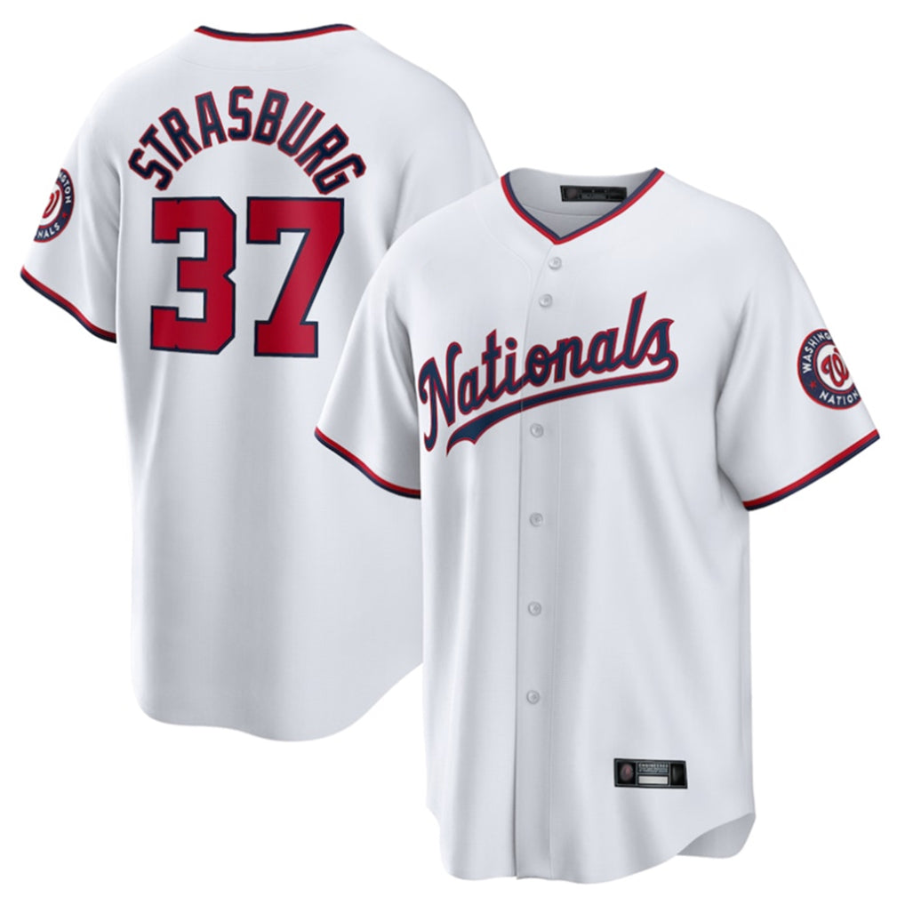 W.Nationals #37 Stephen Strasburg Player White Home Game Jdoa Stitched Jerseys