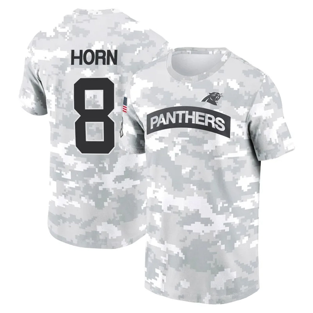 C.Panthers #8 Jaycee Horn Player Arctic Camo Salute to Service Hoodies & T-Shirts Jdoa Stitched Jerseys