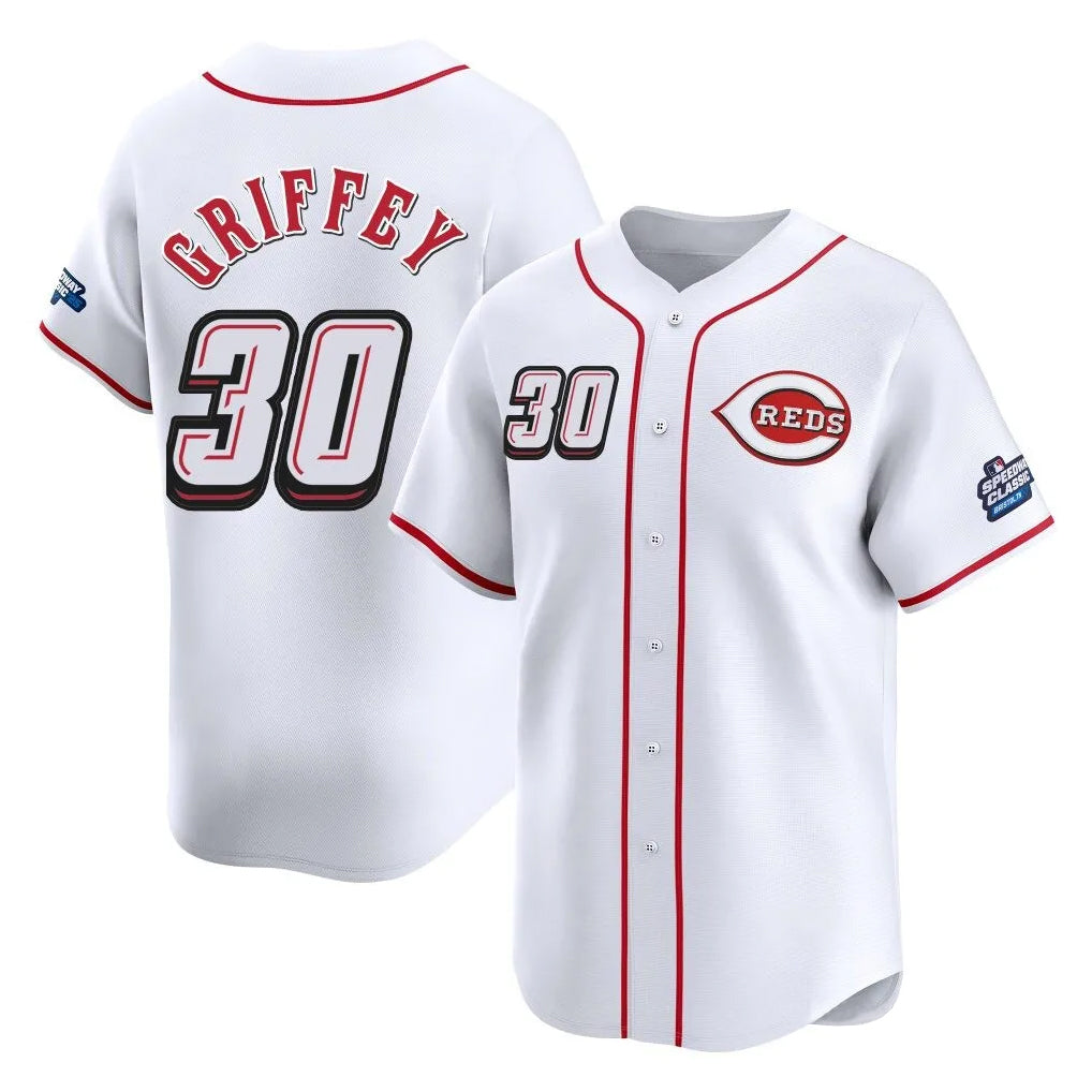 C.Reds #30 Ken Griffey Player White Speedway Classic Home Limited Jdoa Stitched Jerseys