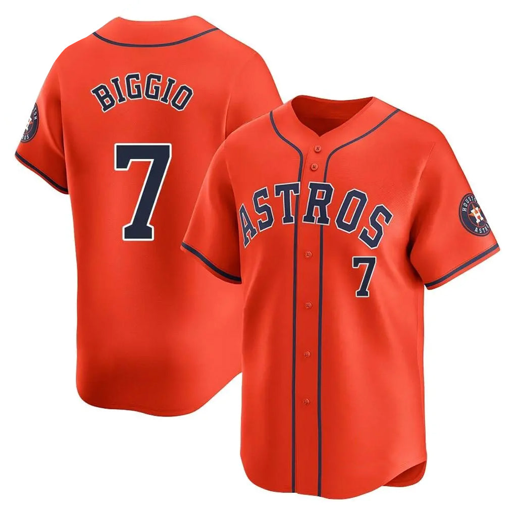 H.Astros #7 Craig Biggio Player Orange Home Limited Jdoa Stitched Jerseys