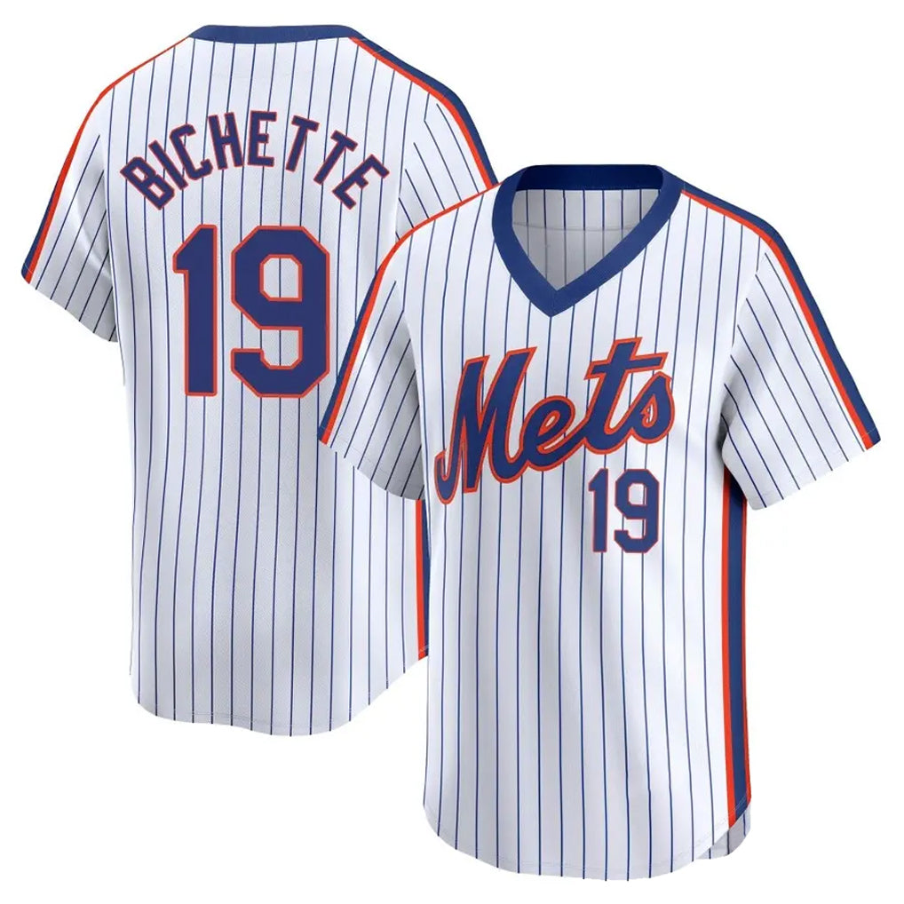 NY.Mets #19 Bo Bichette Player White Cooperstown Collection T-shirt Game Jdoa Stitched Jerseys