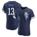 KC.Royals #13 Salvador Perez Player Navy City Connect Limited Elite Home Jdoa Stitched Jerseys