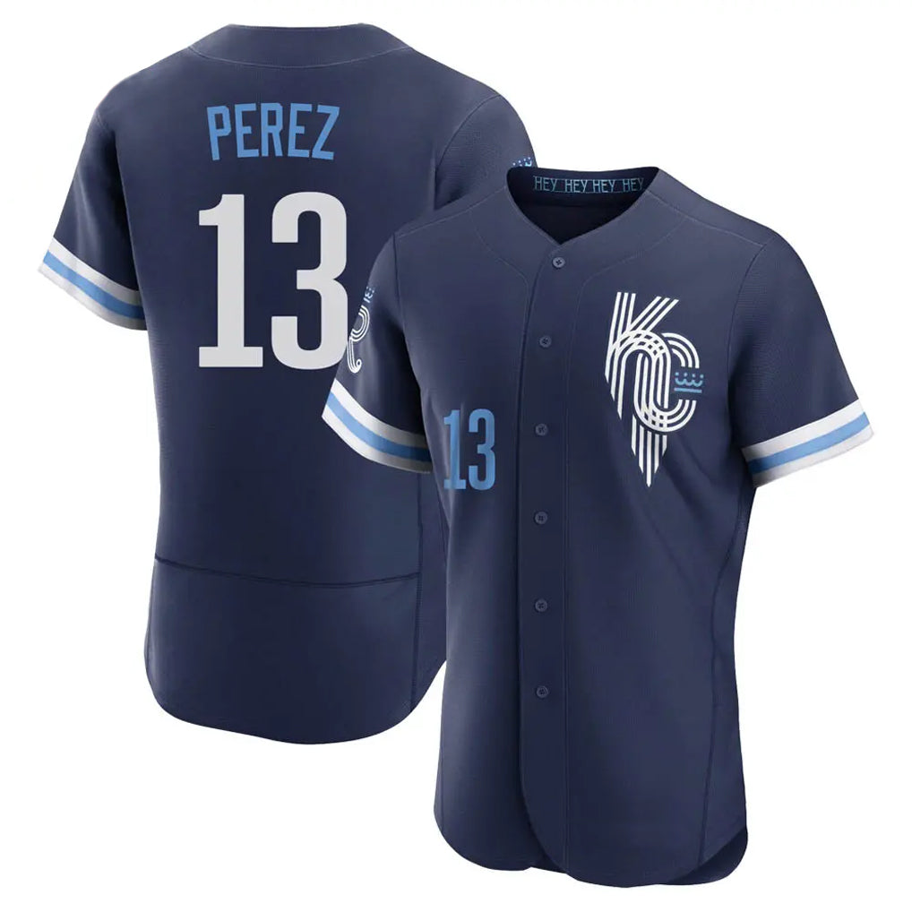 KC.Royals #13 Salvador Perez Player Navy City Connect Limited Elite Home Jdoa Stitched Jerseys