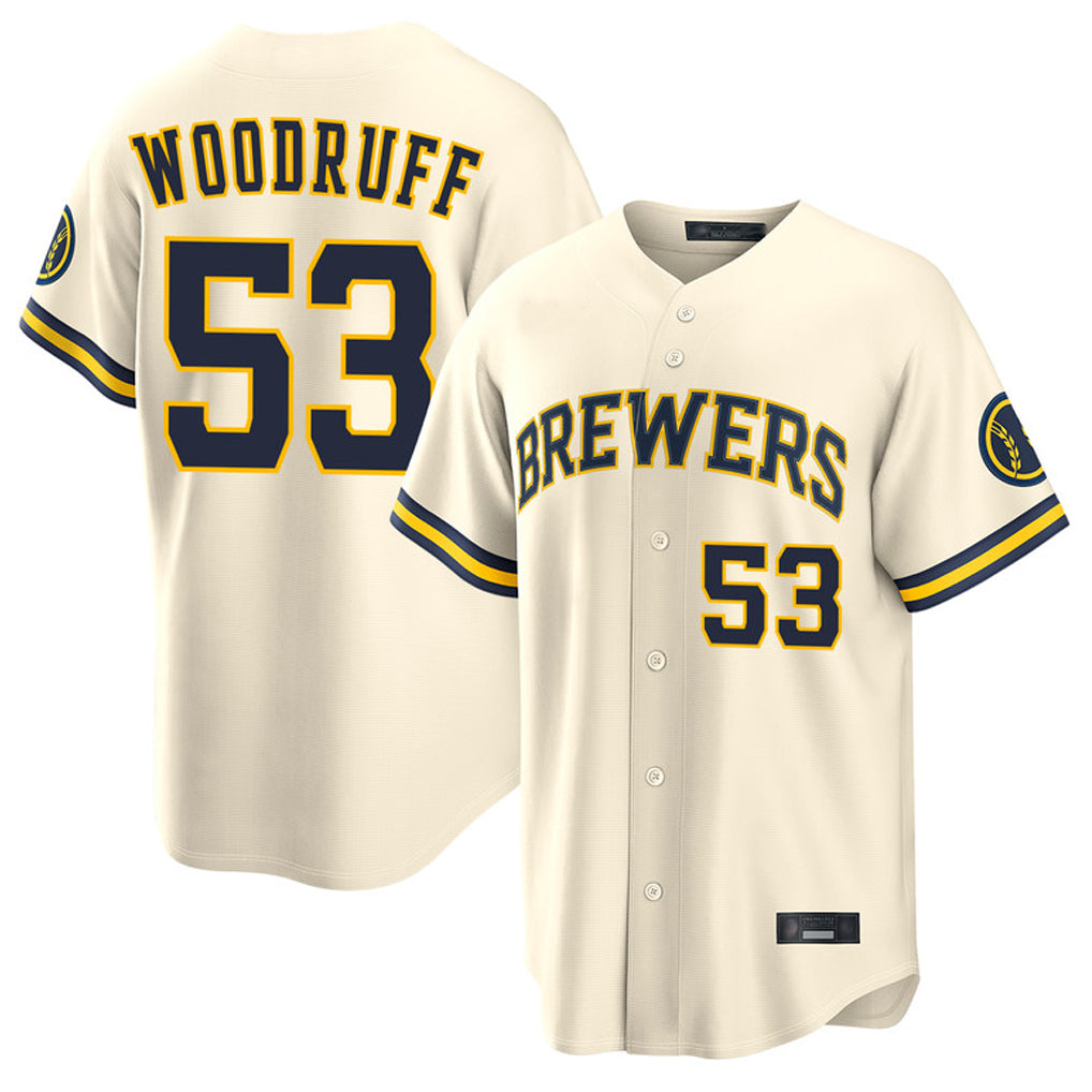 M.Brewers #53 Brandon Woodruff Player Cream Home Limited Jdoa Stitched Jerseys