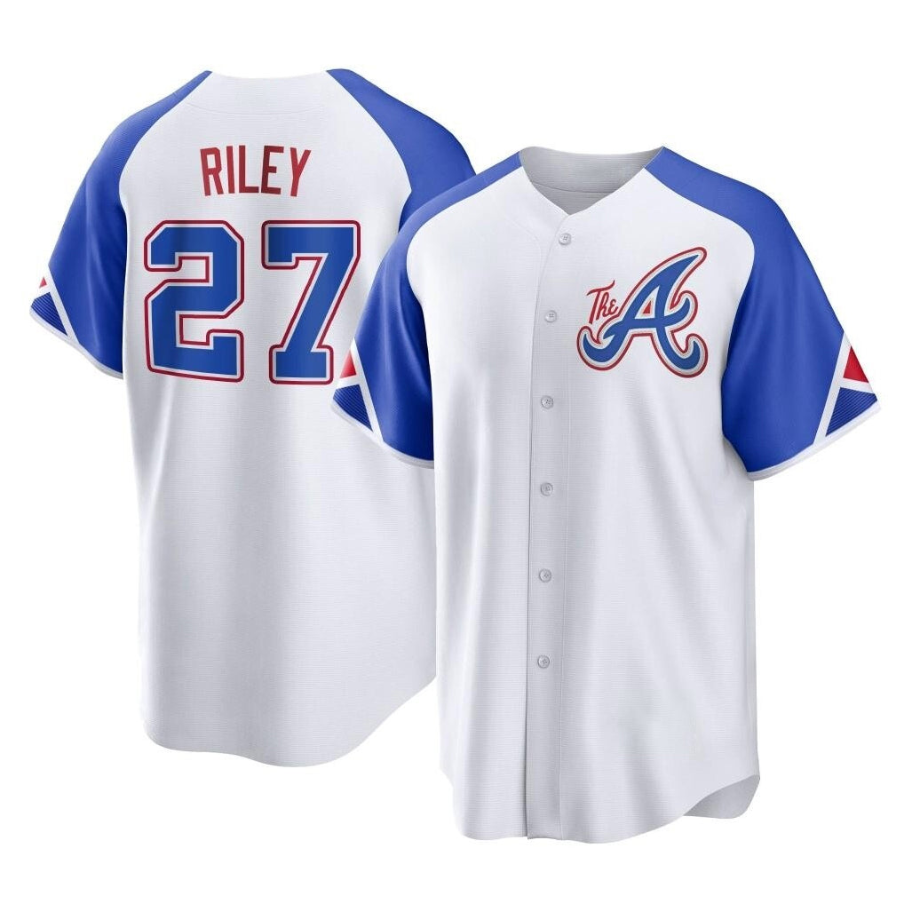 A.Braves #27 Austin Riley Player White City Connect Home Game Jdoa Stitched Jerseys
