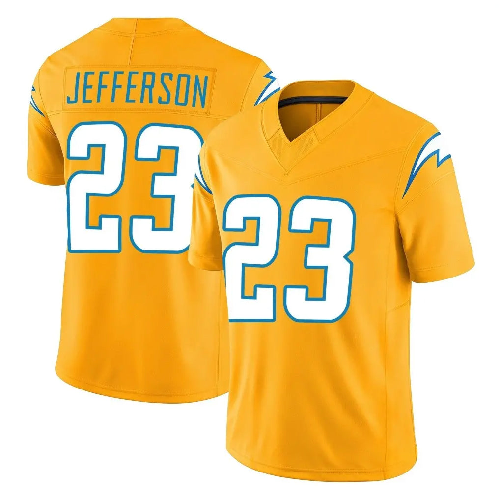 LA.Chargers #23 Tony Jefferson Player Gold Limited Vapor F.U.S.E. Home Game Stitched Jerseys