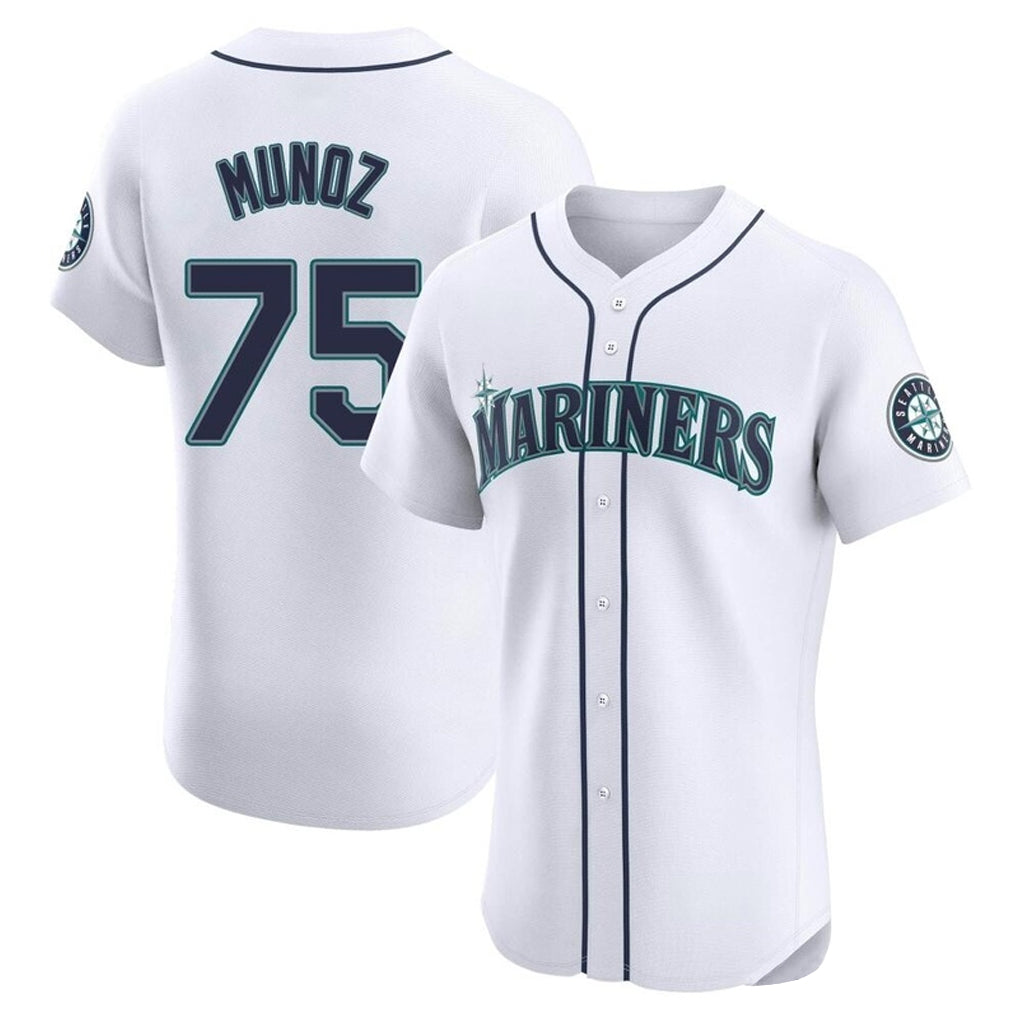 S.Mariners #75 Andres Munoz Player White Home Limited Elite Jdoa Stitched Jerseys