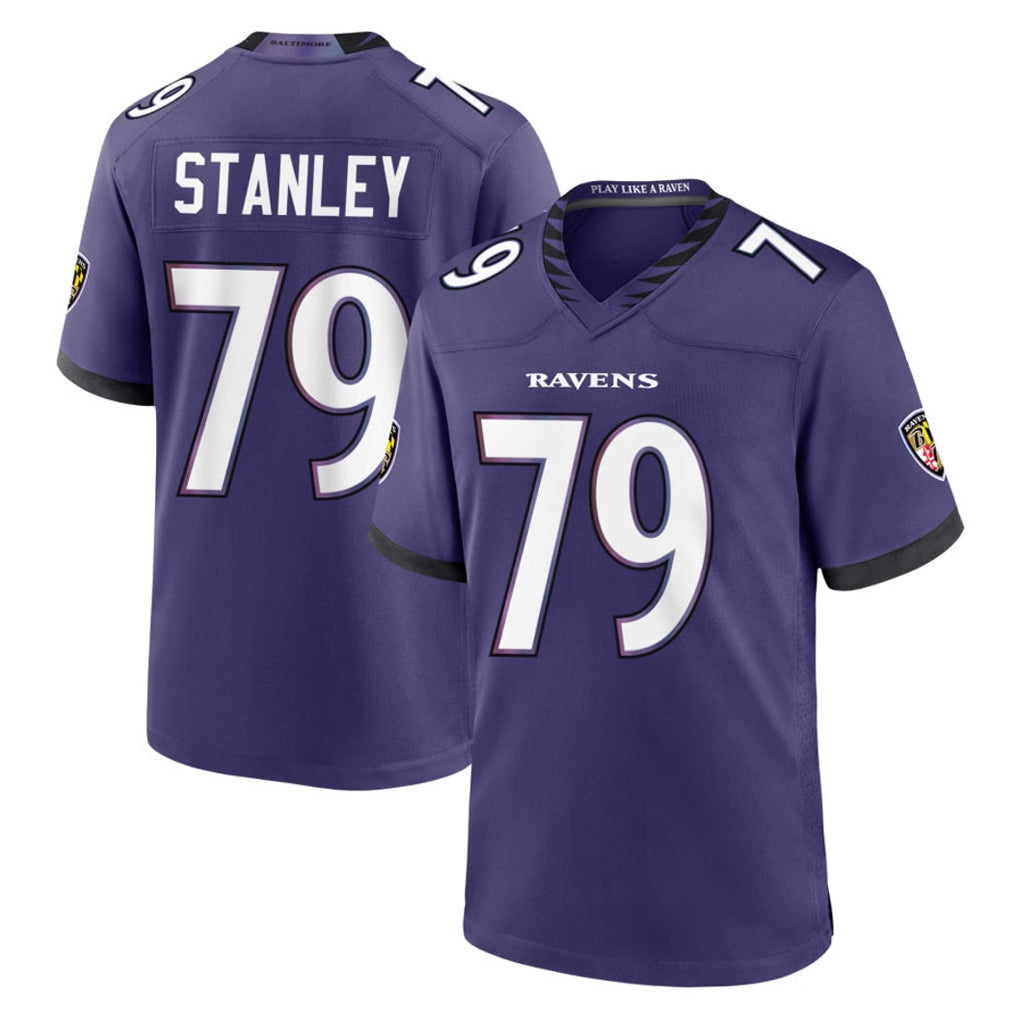 B.Ravens #79 Ronnie Stanley Player Purple Home Game Jdoa Stitched Jerseys