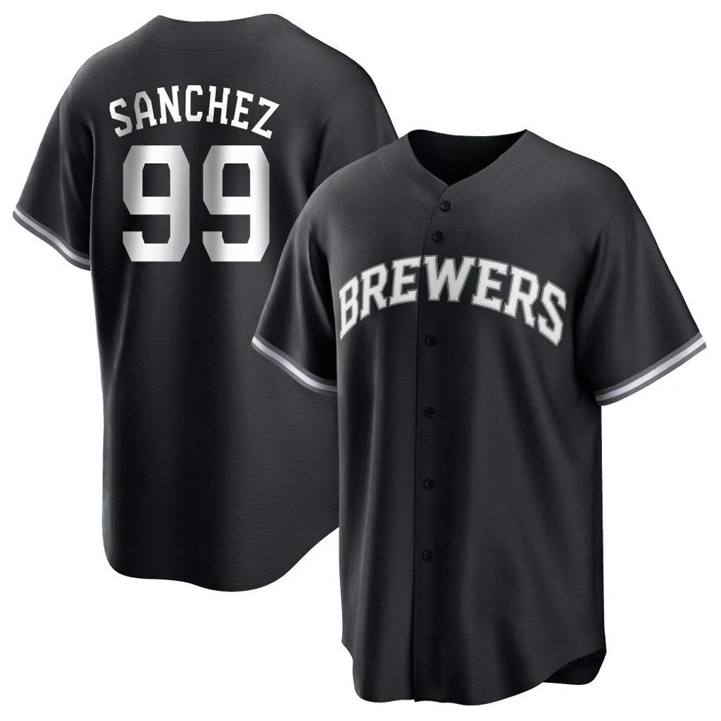 M.Brewers #99 Gary Sanchez Player Black Game Home Jdoa Stitched Jerseys