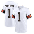 C.Browns #1 KC Concepcion Player White Home Game Jdoa Stitched Jerseys