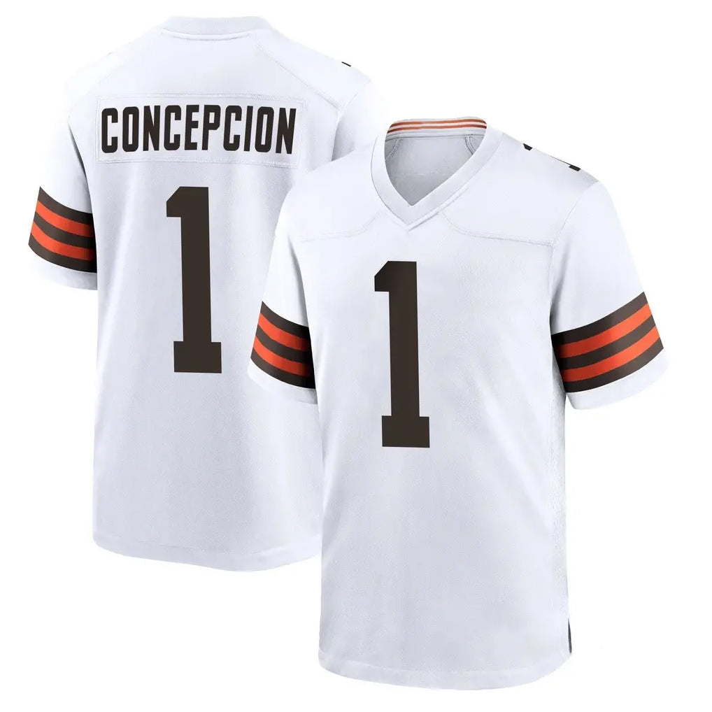 C.Browns #1 KC Concepcion Player White Home Game Jdoa Stitched Jerseys