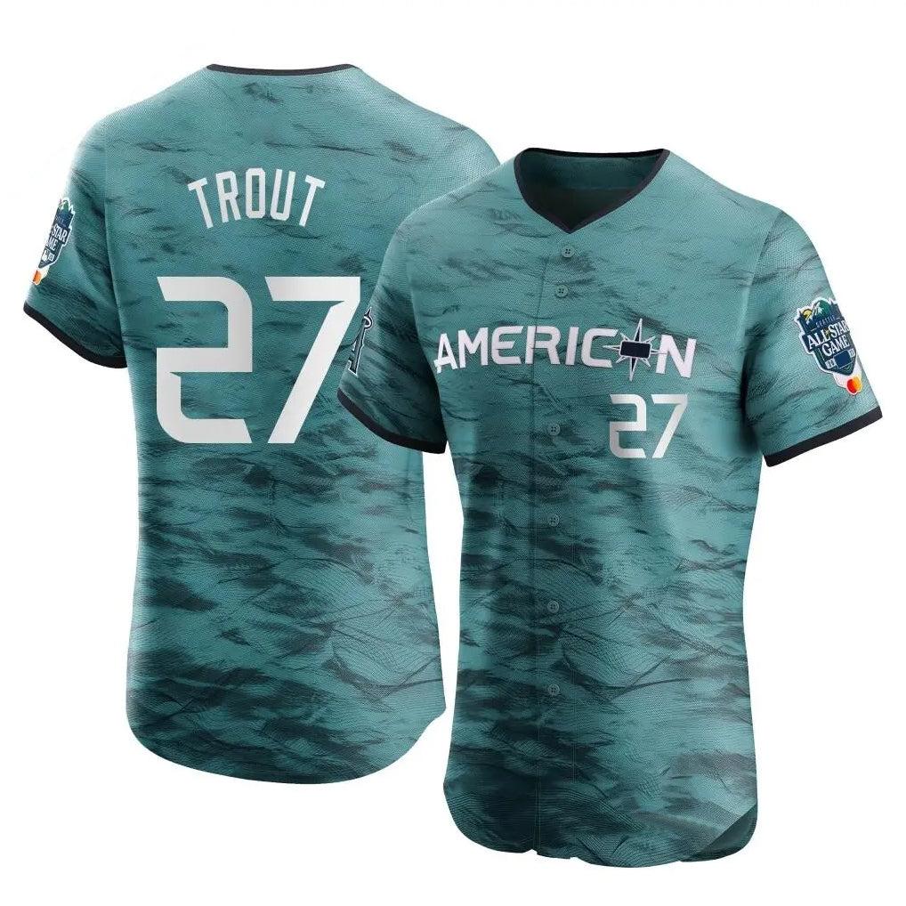 LA.Angels #27 Mike Trout Player Teal Elite American League Game Vapor Premier All-Star Jdoa Stitched Jerseys