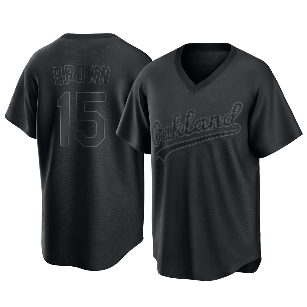 Athletics #15 Seth Brown Player Black Pitch Fashion T-shirt Home Game Jdoa Stitched Jerseys