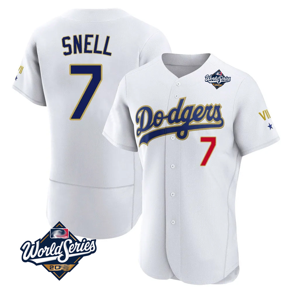 LA.Dodgers #7 Blake Snell Player Gold White 2026 Collection Stadium Limited Elite World Series Jdoa Stitched Jerseys
