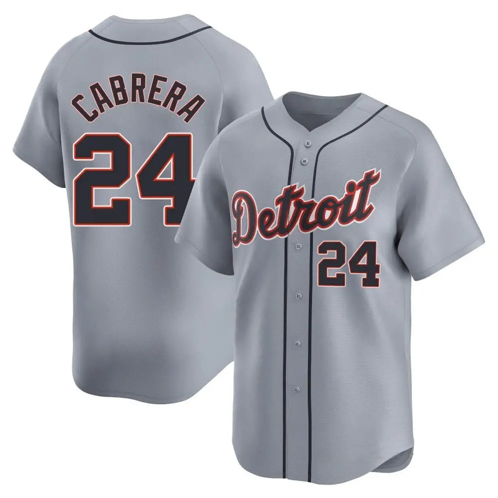 D.Tigers #24 Miguel Cabrera Player Gray Home Limited Jdoa Stitched Jerseys