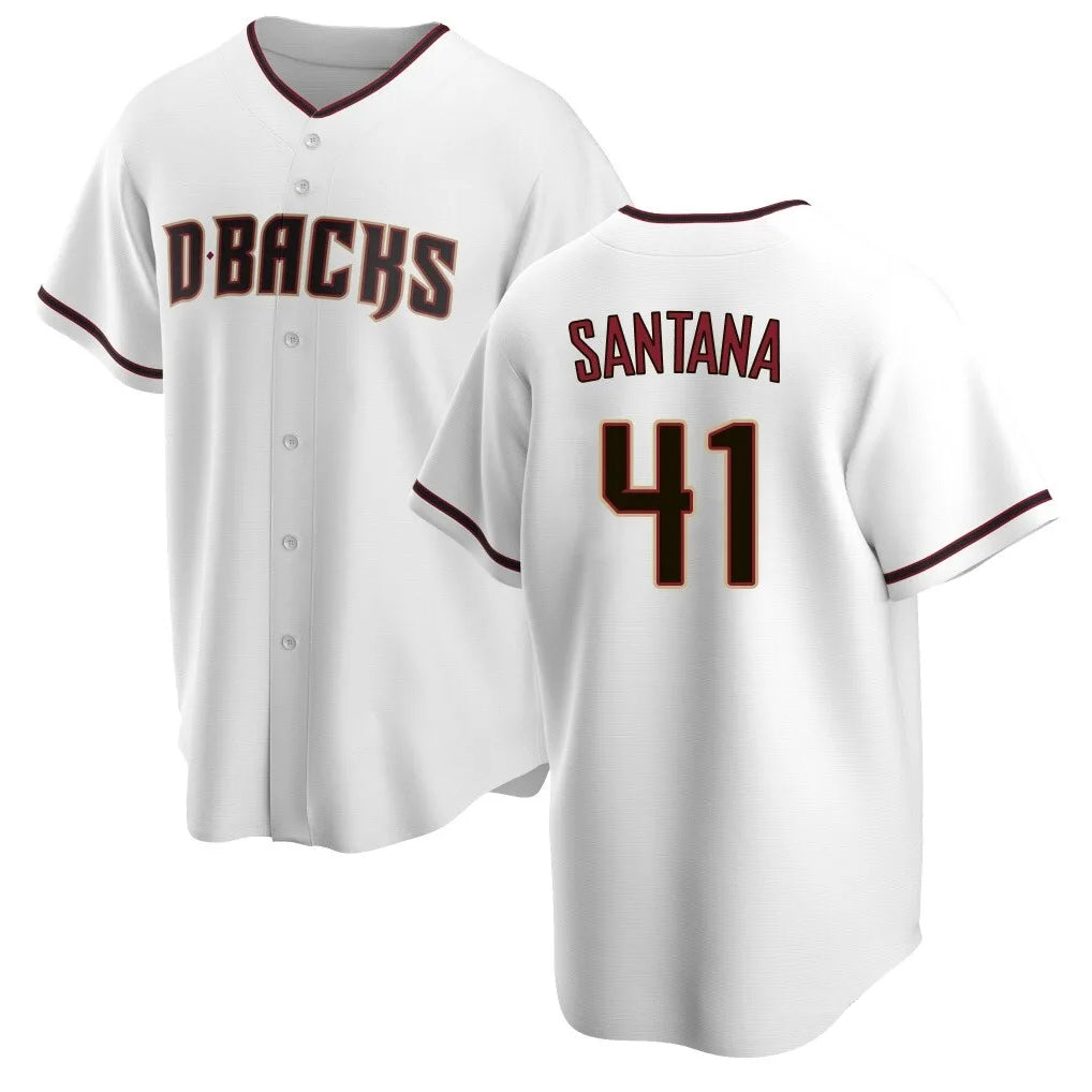 A.Diamondbacks #41 Carlos Santana Player White Home Game Jdoa Stitched Jerseys