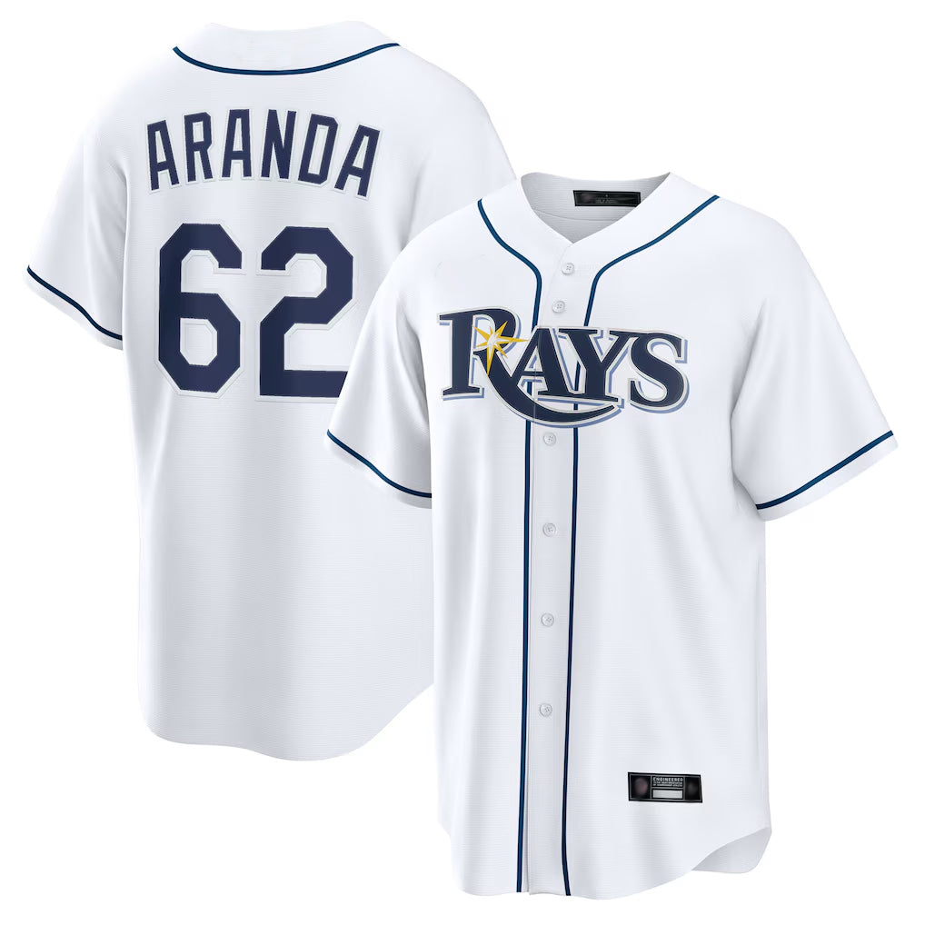T.Bay Rays #62 Jonathan Aranda Player White Home Game Jdoa Stitched Jerseys