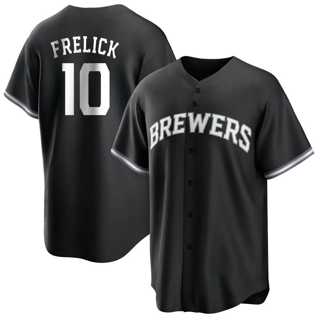 M.Brewers #10 Sal Frelick Player Black Game Home Jdoa Stitched Jerseys