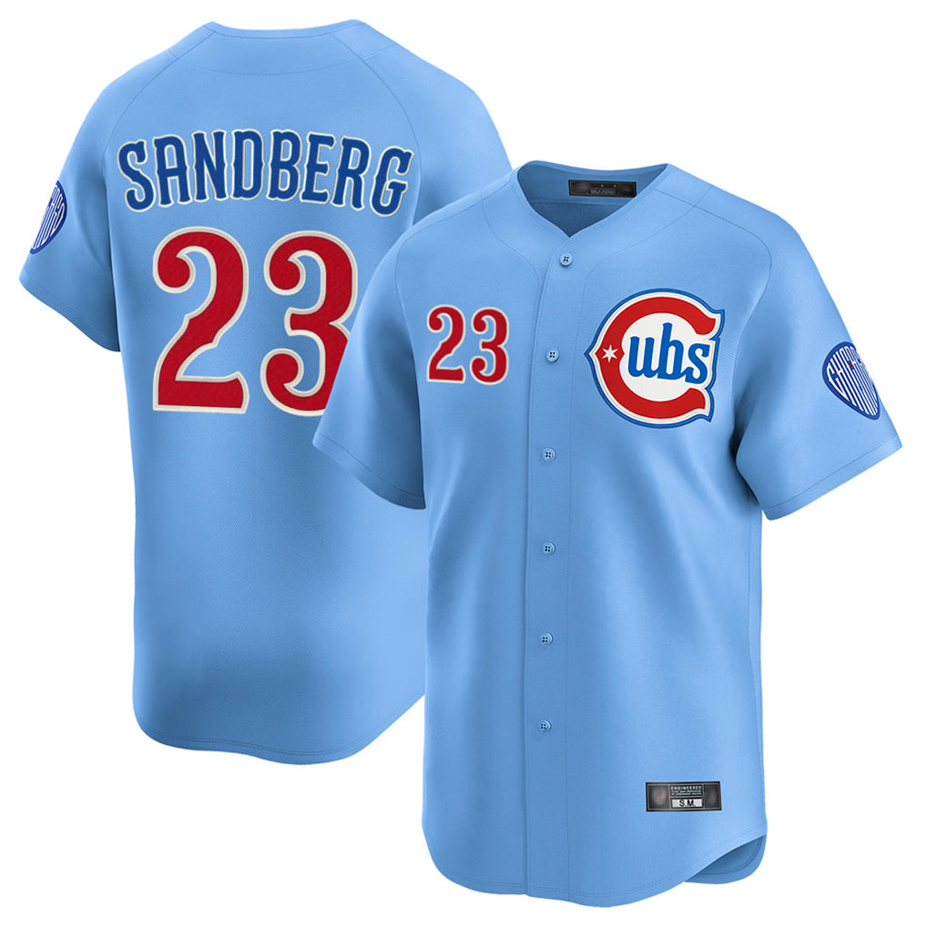 C.Cubs #23 Ryne Sandberg Player Light Blue Limited Home Jdoa Stitched Jerseys