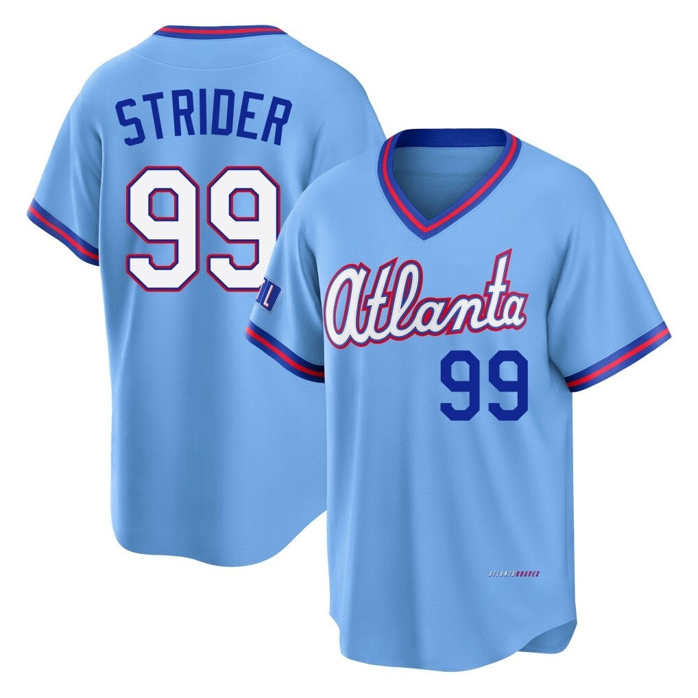 A.Braves #99 Spencer Strider Player Powder Blue 2026 City Connect T-shirt Home Game Jdoa Stitched Jerseys