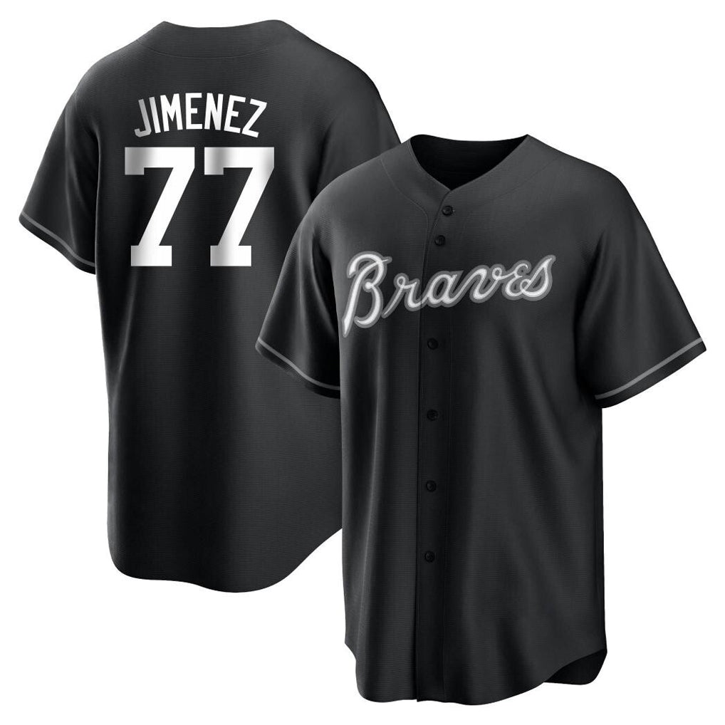 A.Braves #77 Joe Jimenez Player Black Home Game Jdoa Stitched Jerseys