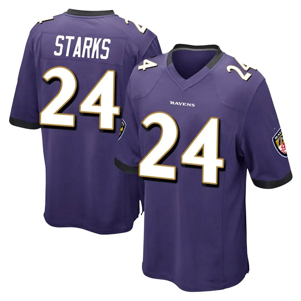 B.Ravens #24 Malaki Starks Player Purple Color Rush Home Game Jdoa Stitched Jerseys