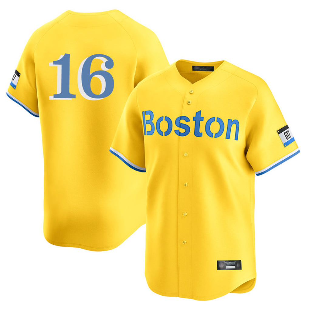 B.Red Sox #16 Jarren Duran Player Yellow Limited Home Game Jdoa Stitched Jerseys