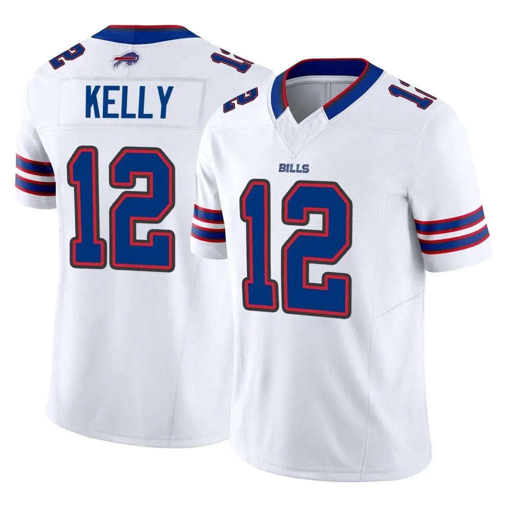 B.Bills #12 Jim Kelly Player White Vapor F.U.S.E. Limited Jdoa Stitched Jerseys