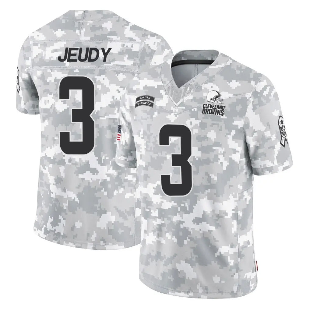 C.Browns #3 Jerry Jeudy Player Arctic Camo Salute to Service Limited Home Game Jdoa Stitched Jerseys