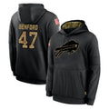 B.Bills #47 Christian Benford Player Black Salute to Service Hoodies Hame Jdoa Stitched Jerseys