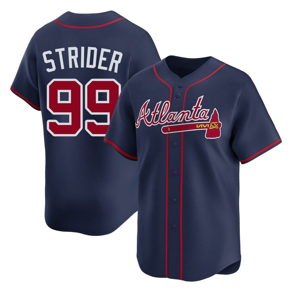 A.Braves #99 Spencer Strider Player Navy Limited Home Game Jdoa Stitched Jerseys