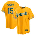 Athletics #15 Seth Brown Player Gold Home Game Jdoa Stitched Jerseys