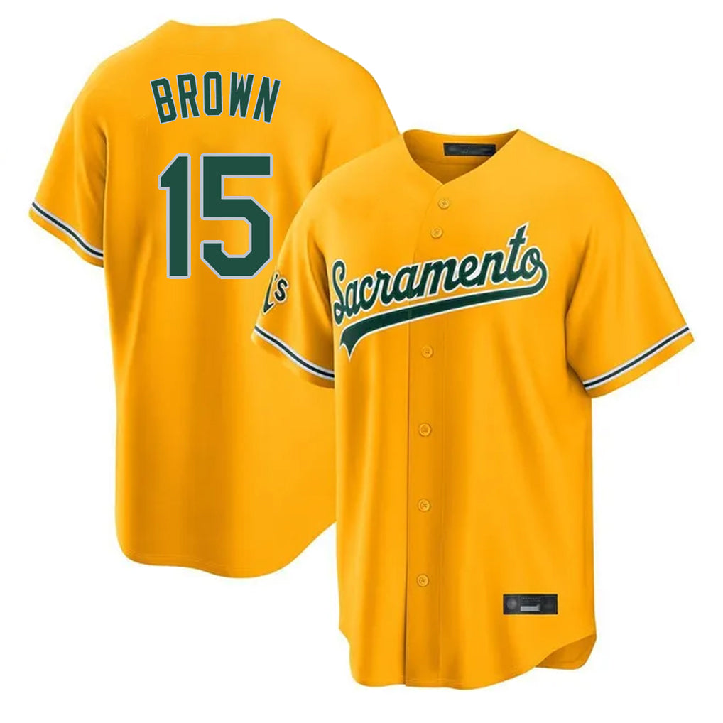 Athletics #15 Seth Brown Player Gold Home Game Jdoa Stitched Jerseys