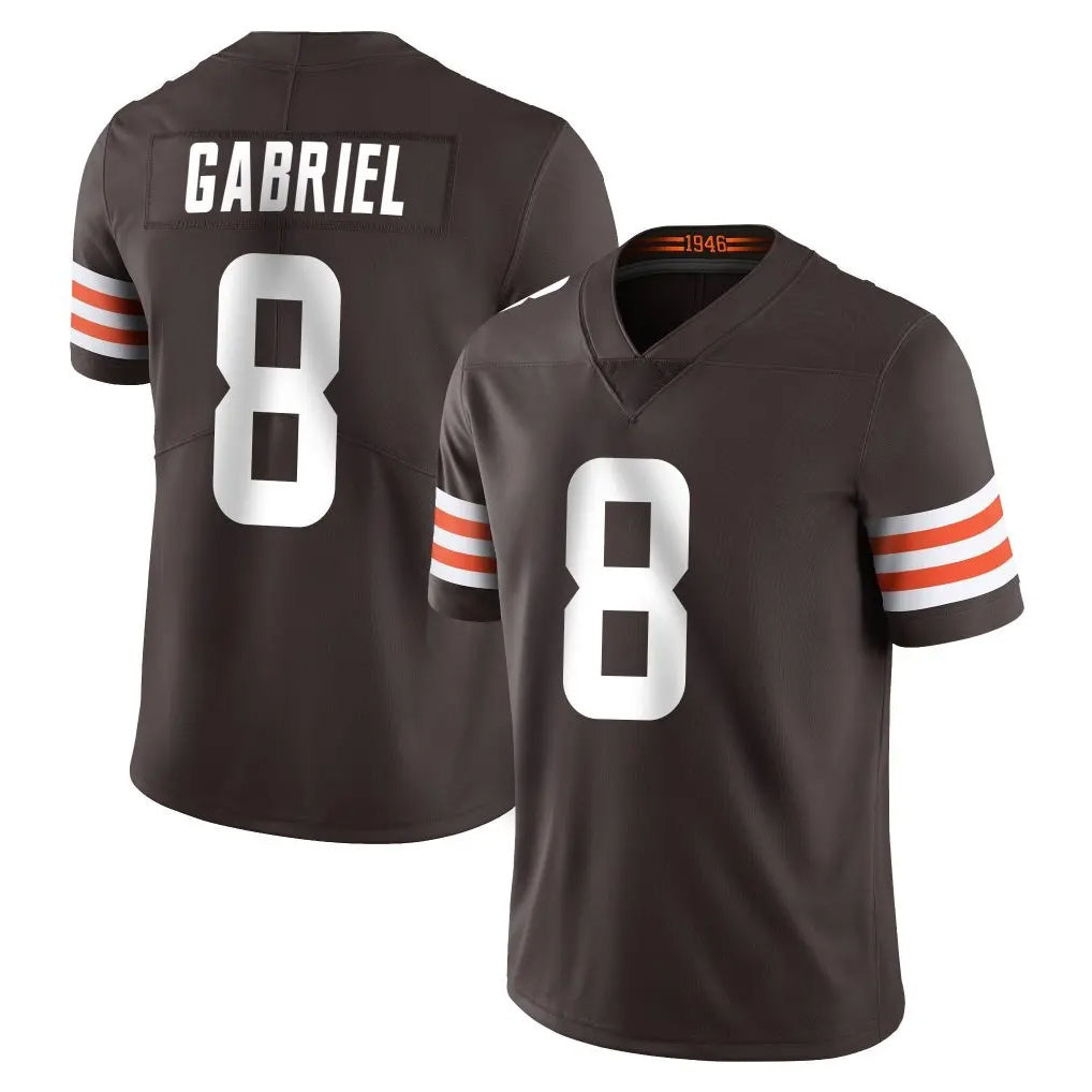 C.Browns #8 Dillon Gabriel Player Brown Color Vapor Untouchable Limited Home Game Jdoa Stitched Jerseys