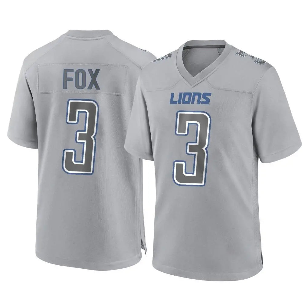 D.Lions #3 Jack Fox Player Gray Atmosphere Fashion Home Game Jdoa Stitched Jerseys