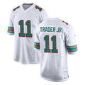 M.Dolphins #11 Dante Trader Jr. Player White Limited Home Game Jdoa Stitched Jerseys