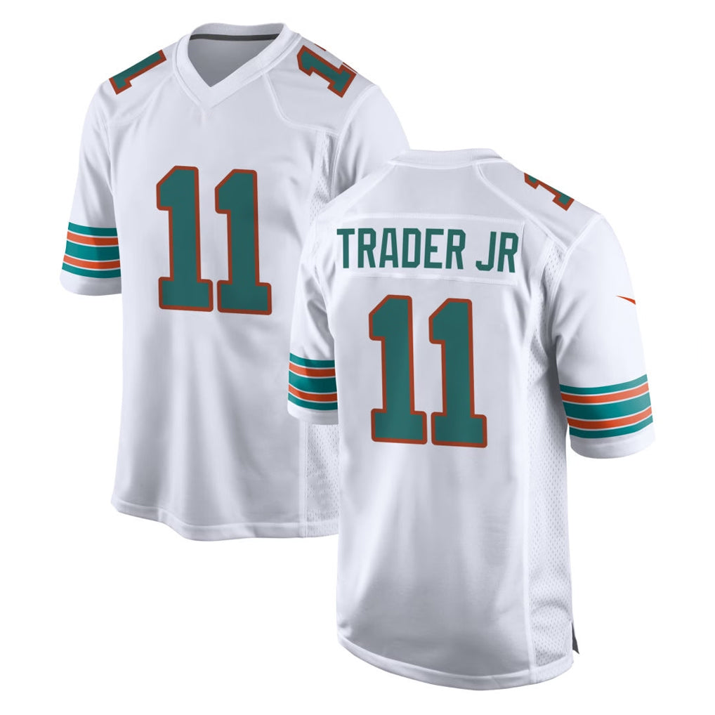 M.Dolphins #11 Dante Trader Jr. Player White Limited Home Game Jdoa Stitched Jerseys