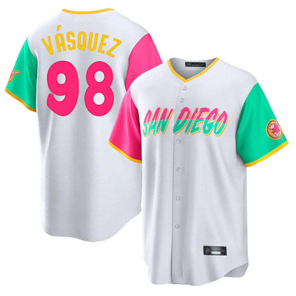 S.Diego Padres #98 Randy Vasquez Player White City Connect Home Game Jdoa Stitched Jerseys