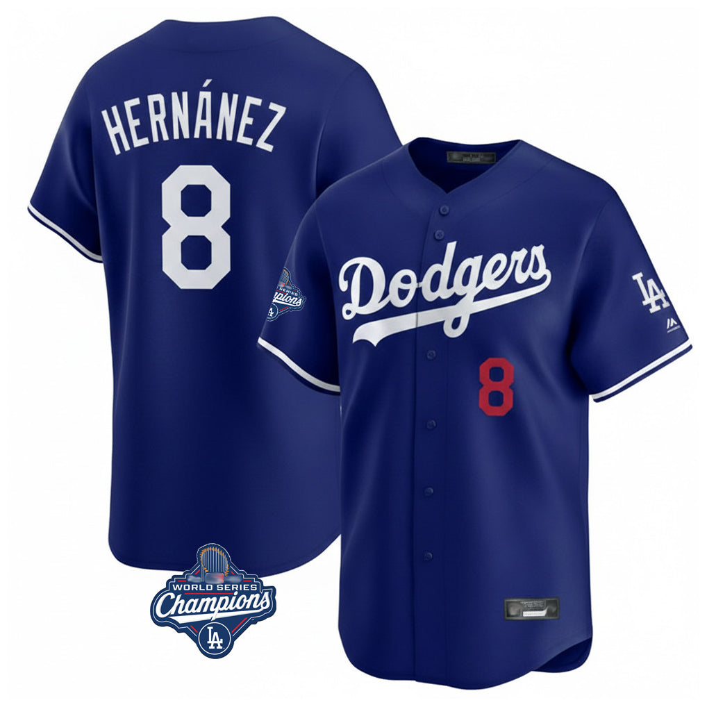 LA.Dodgers #8 Enrique Hern¨¢ndez Player Royal World Series Meet Limited Home Jdoa Stitched Jerseys