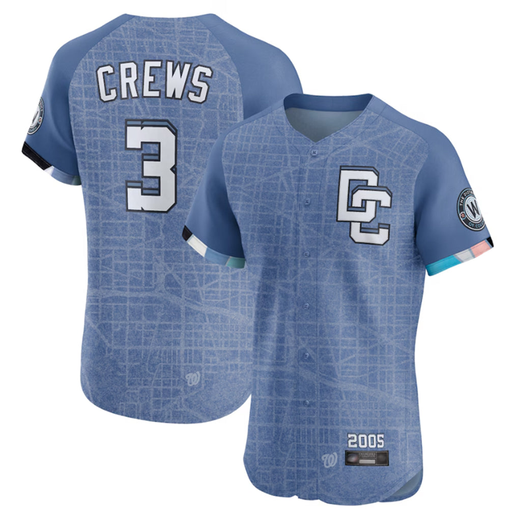 W.Nationals #3 Dylan Crews Player Blue City Connect Elite Jdoa Jdoa Stitched Jerseys