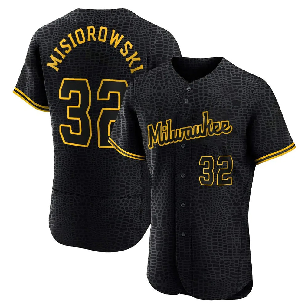 M.Brewers #32 Jacob Misiorowski Player Black Snake Skin City Home Limited Elite Jdoa Stitched Jerseys