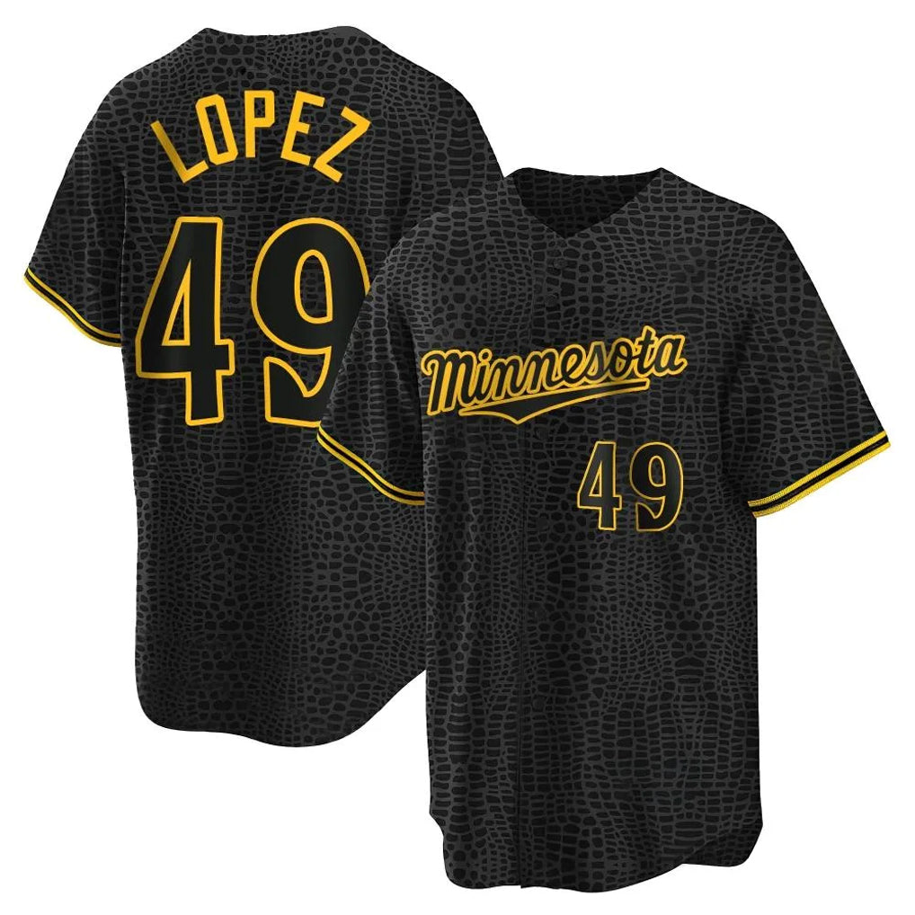 M.Twins #49 Pablo Lopez Player Black Snake Skin City Home Game Jdoa Stitched Jerseys